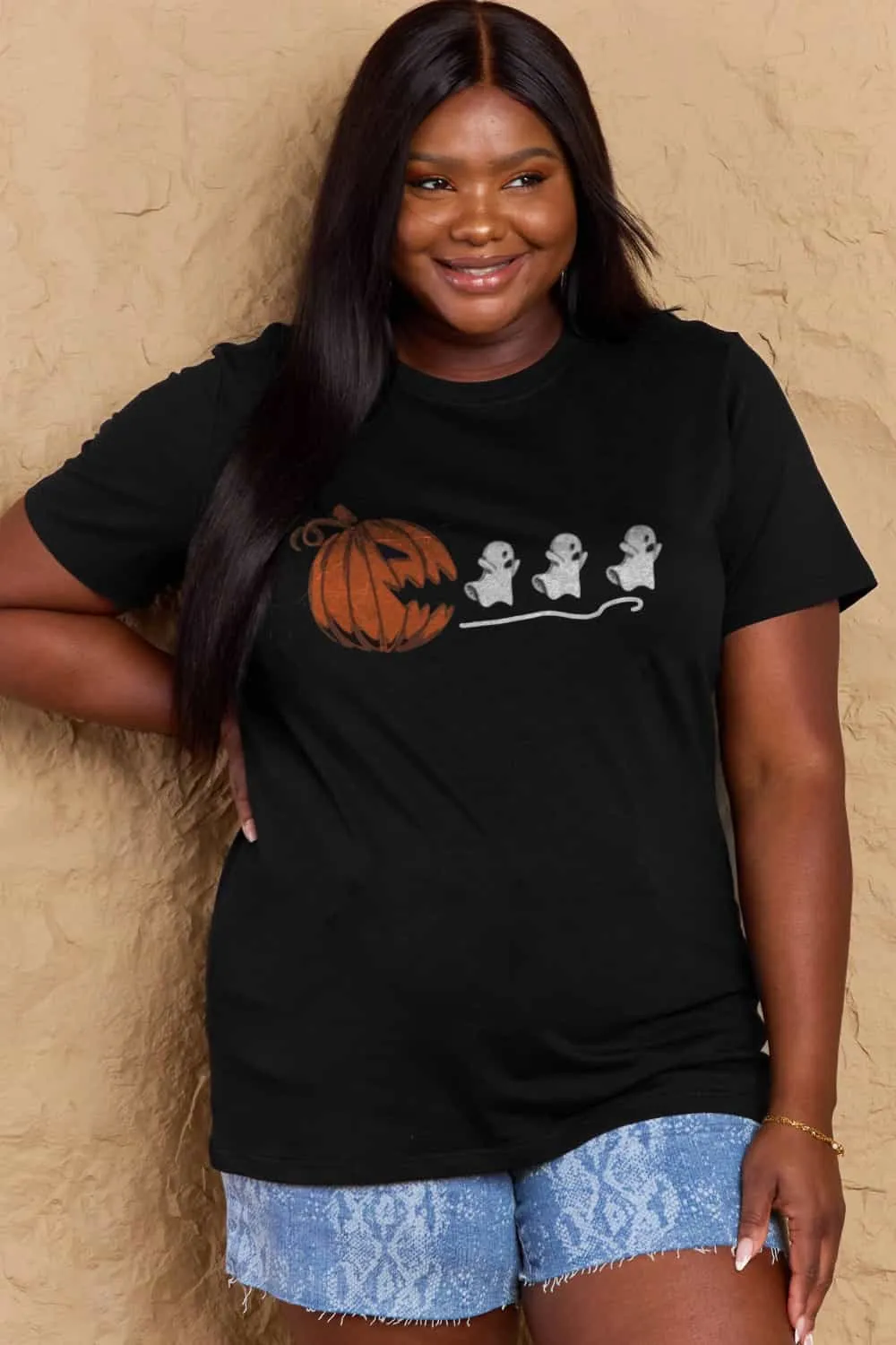 Full Size Jack-O'-Lantern Graphic Cotton T-Shirt