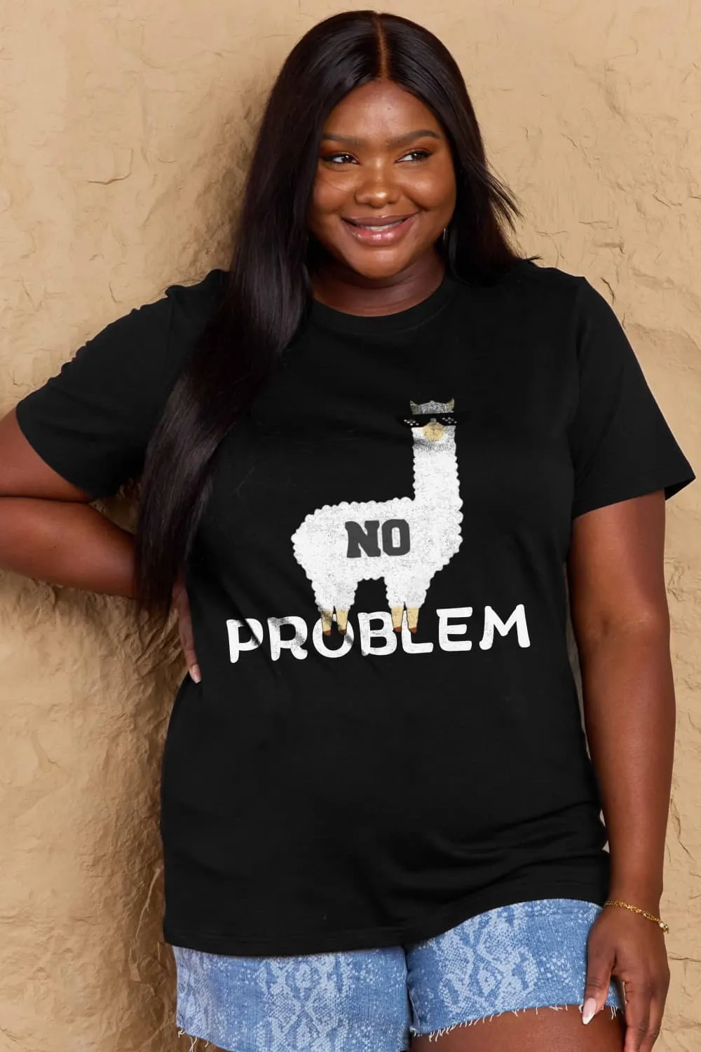 Full Size NO PROBLEM Graphic Cotton Tee