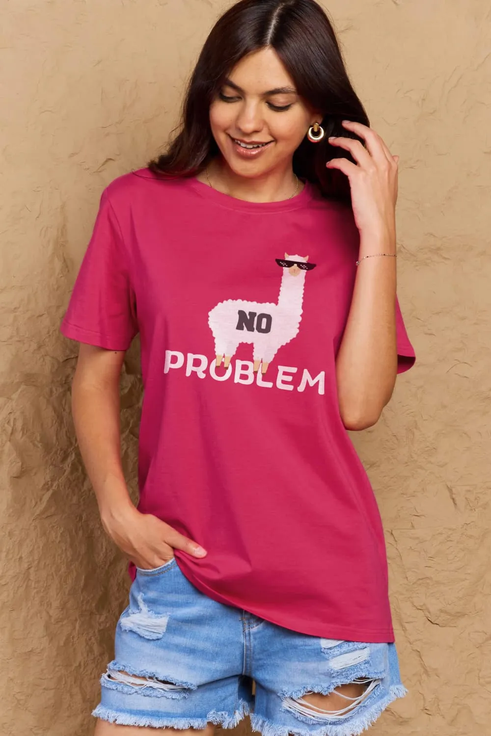 Full Size NO PROBLEM Graphic Cotton Tee