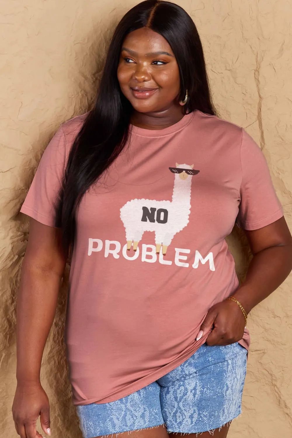 Full Size NO PROBLEM Graphic Cotton Tee