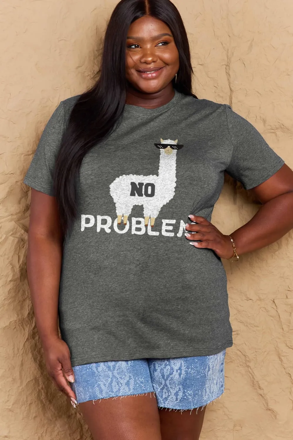 Full Size NO PROBLEM Graphic Cotton Tee