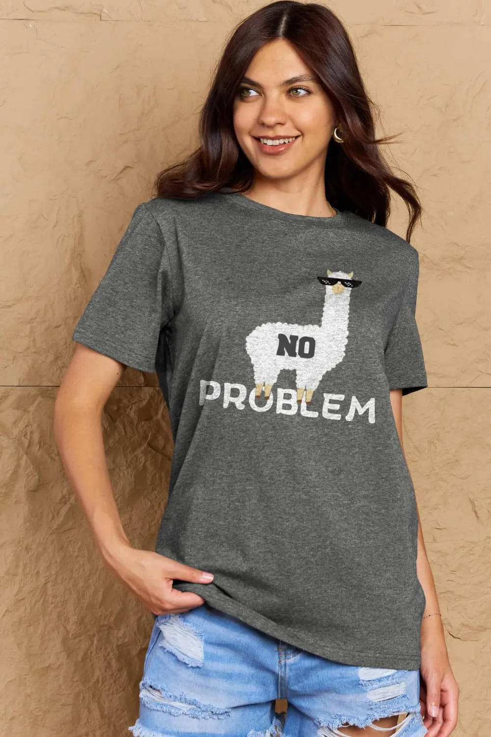 Full Size NO PROBLEM Graphic Cotton Tee