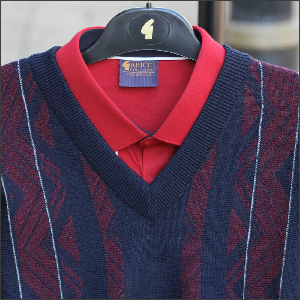 Gabicci M05 Navy Patterned  V Neck>