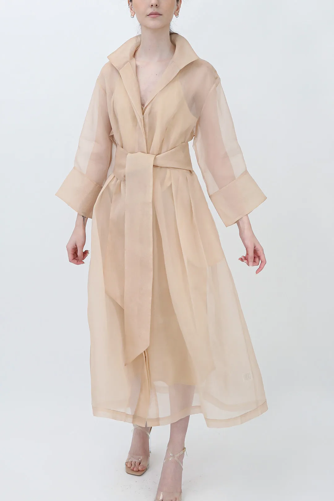 GABRIELLE DRESS IN SILK ORGANZA SAND