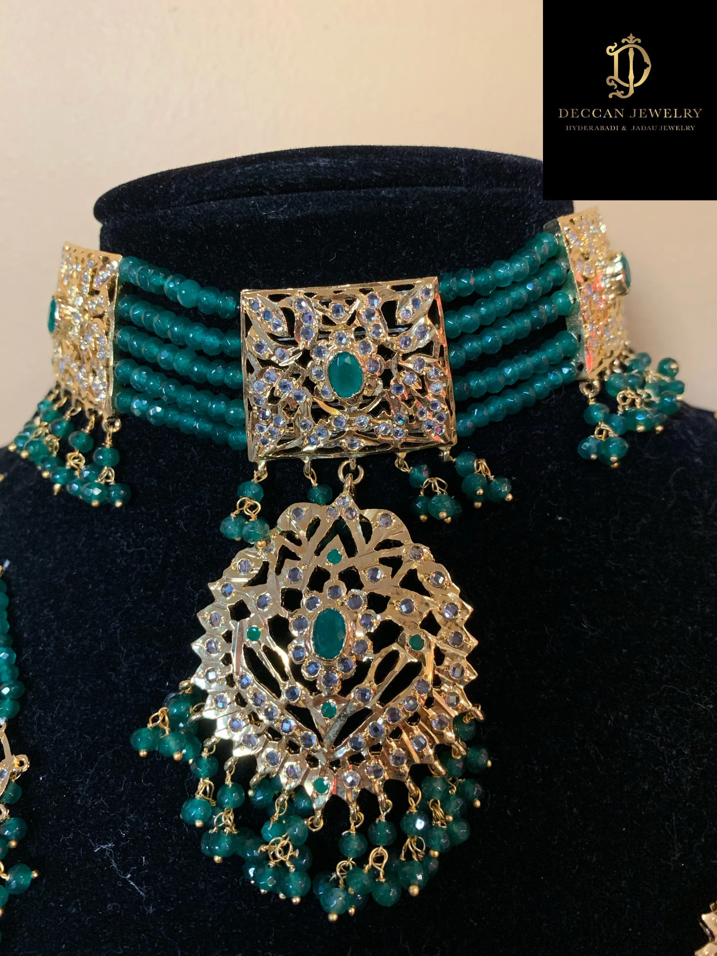 Gehna bridal set (emerald / green ) ( SHIPS IN 4 WEEKS )