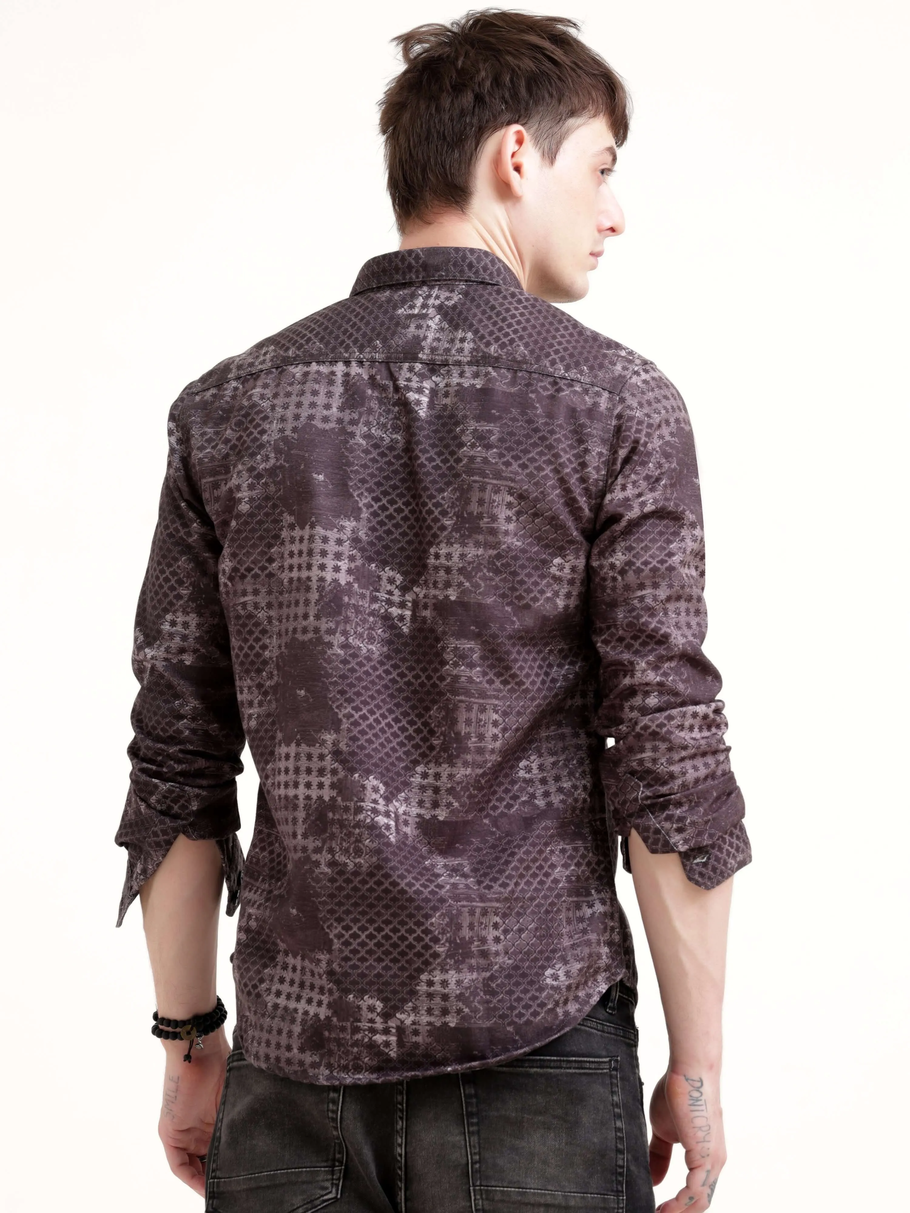 Geometric abstract brown Overshirt