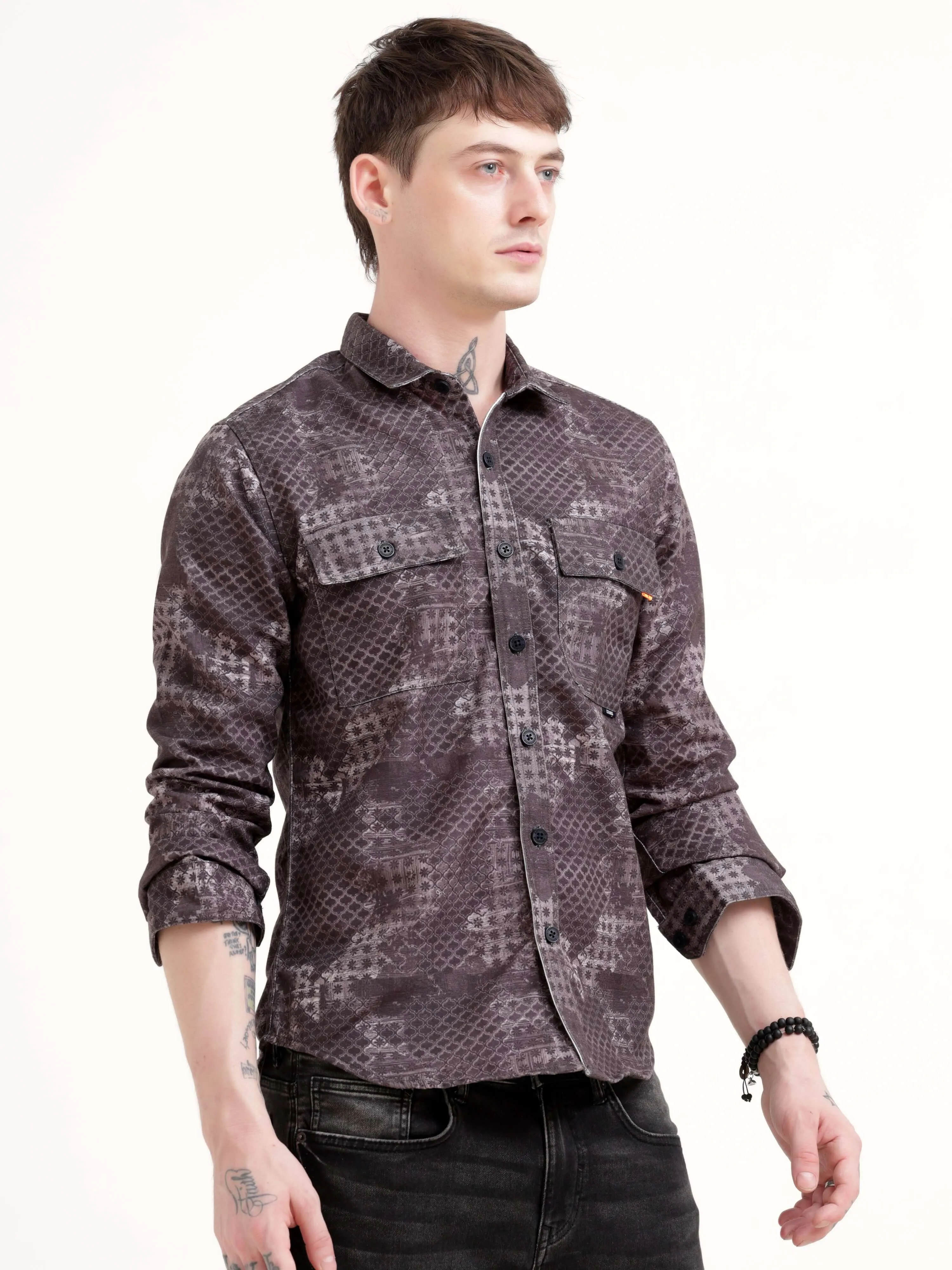 Geometric abstract brown Overshirt