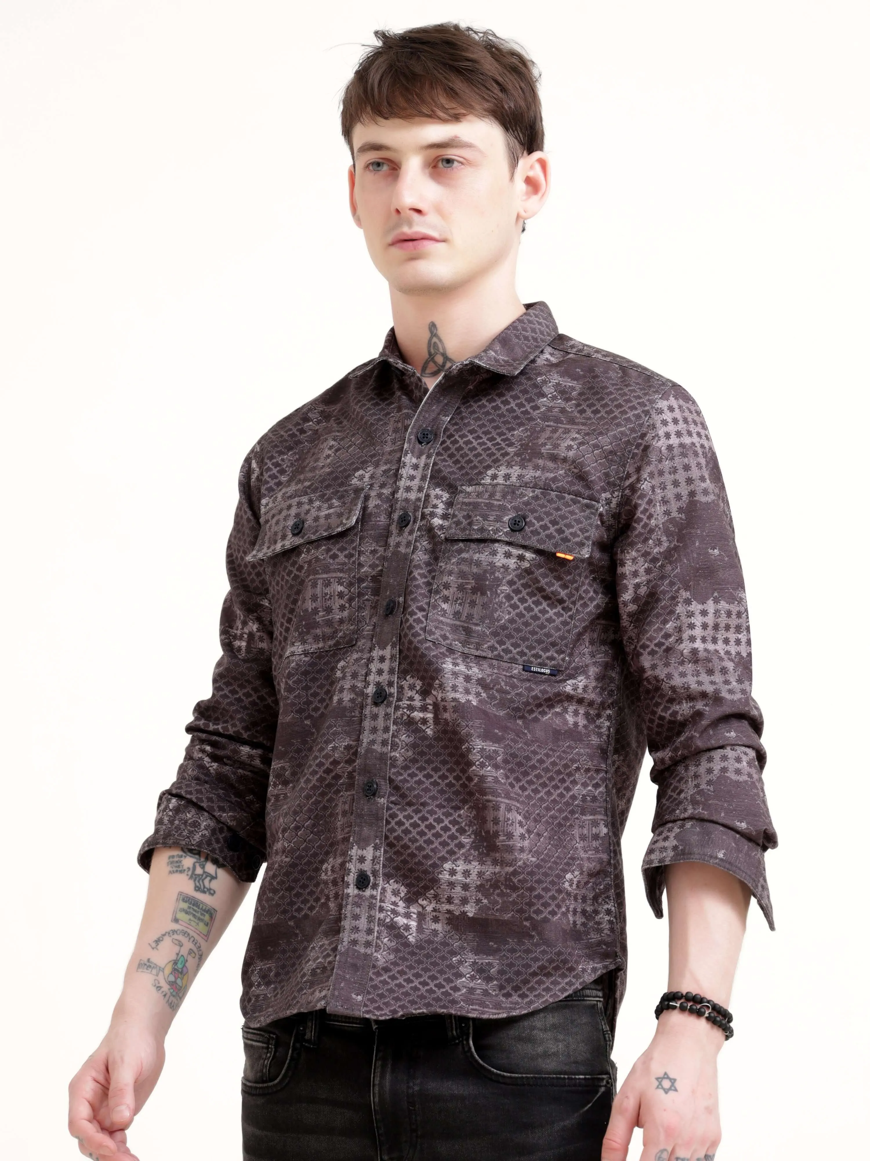 Geometric abstract brown Overshirt