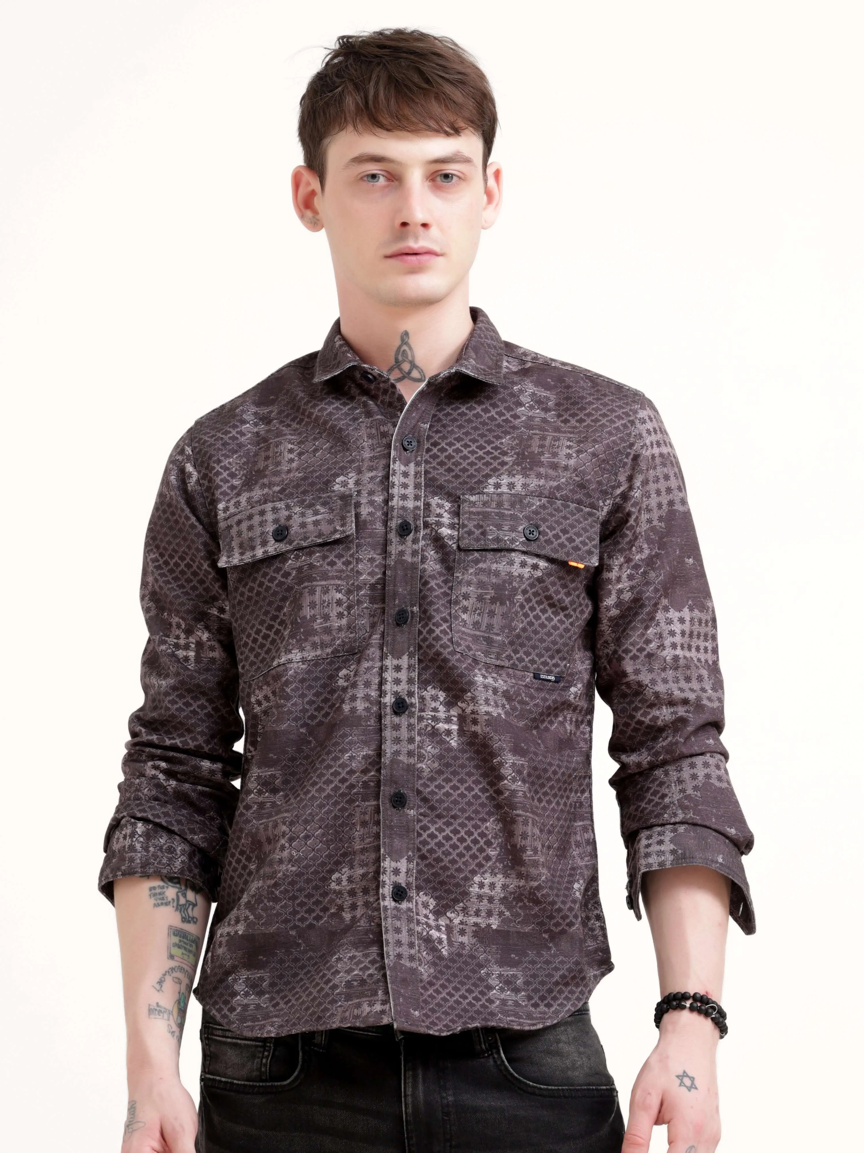 Geometric abstract brown Overshirt