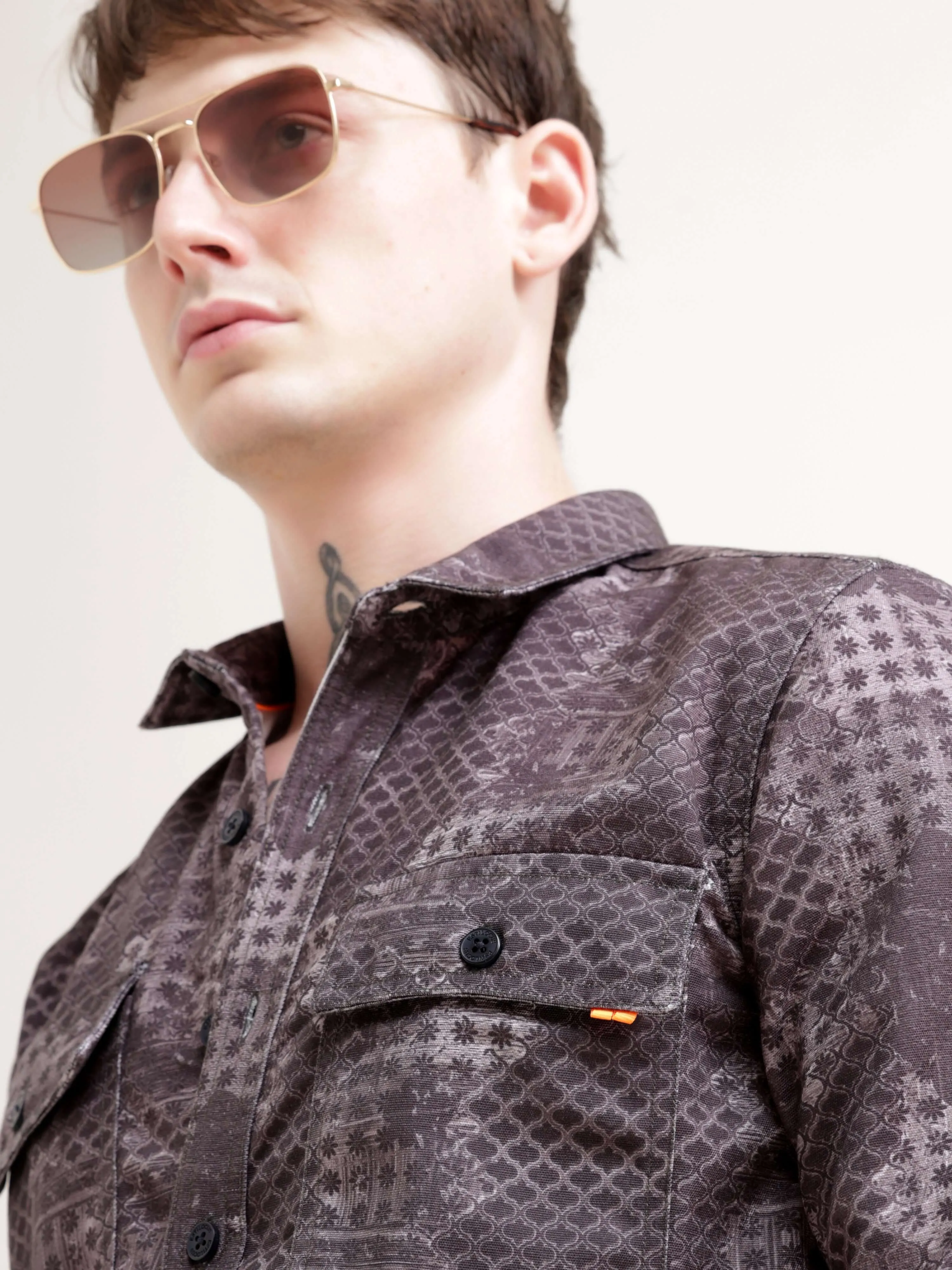 Geometric abstract brown Overshirt