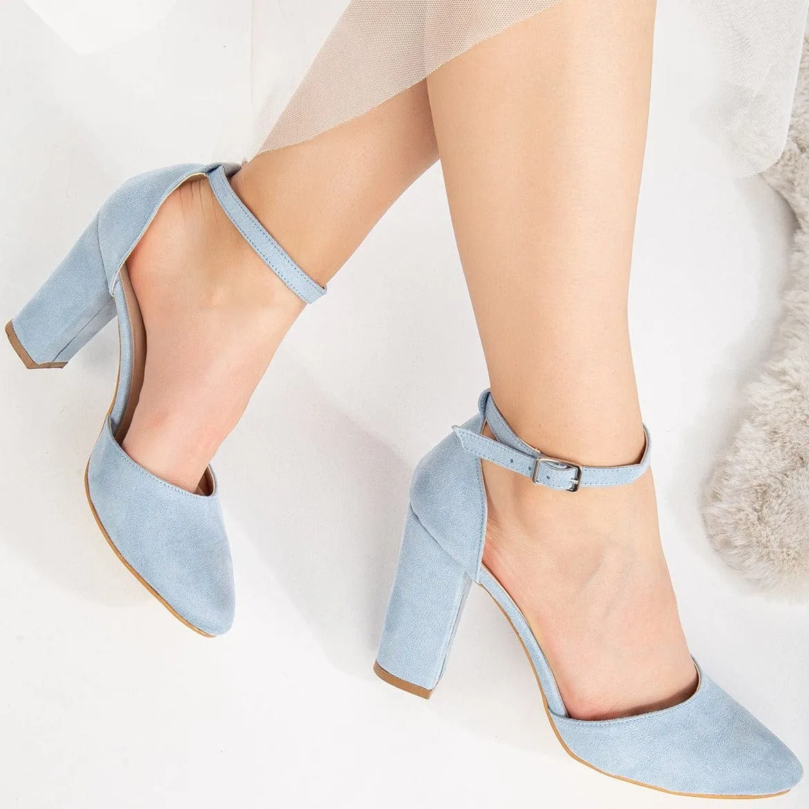 Gisele Vegan Suede Heels | Baby Blue