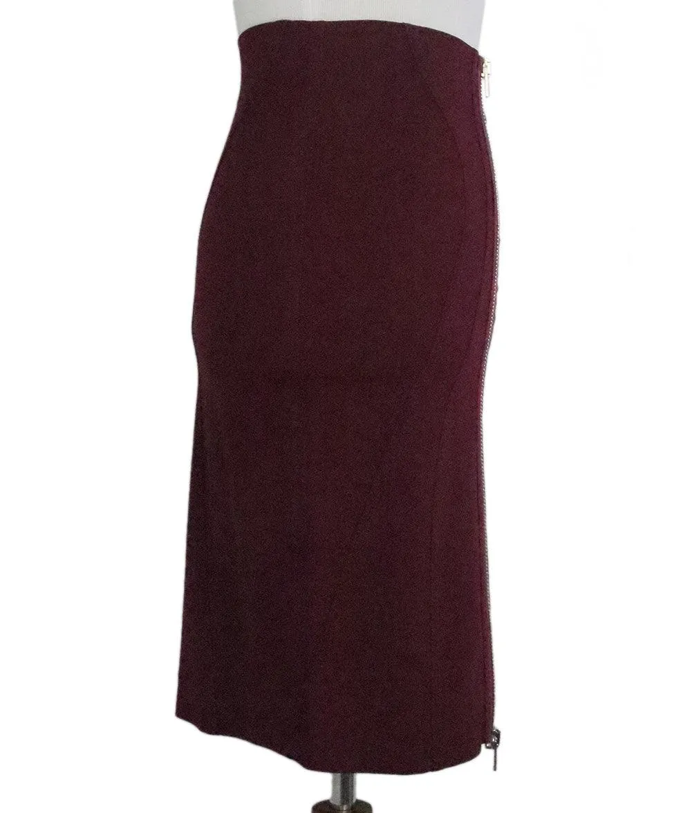 Givenchy Burgundy Zipper Trim Skirt sz 0