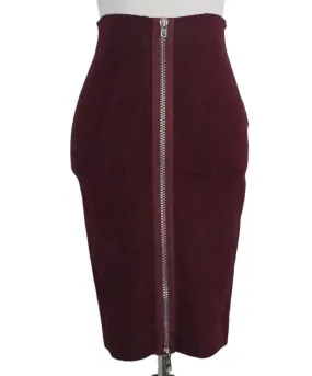 Givenchy Burgundy Zipper Trim Skirt sz 0