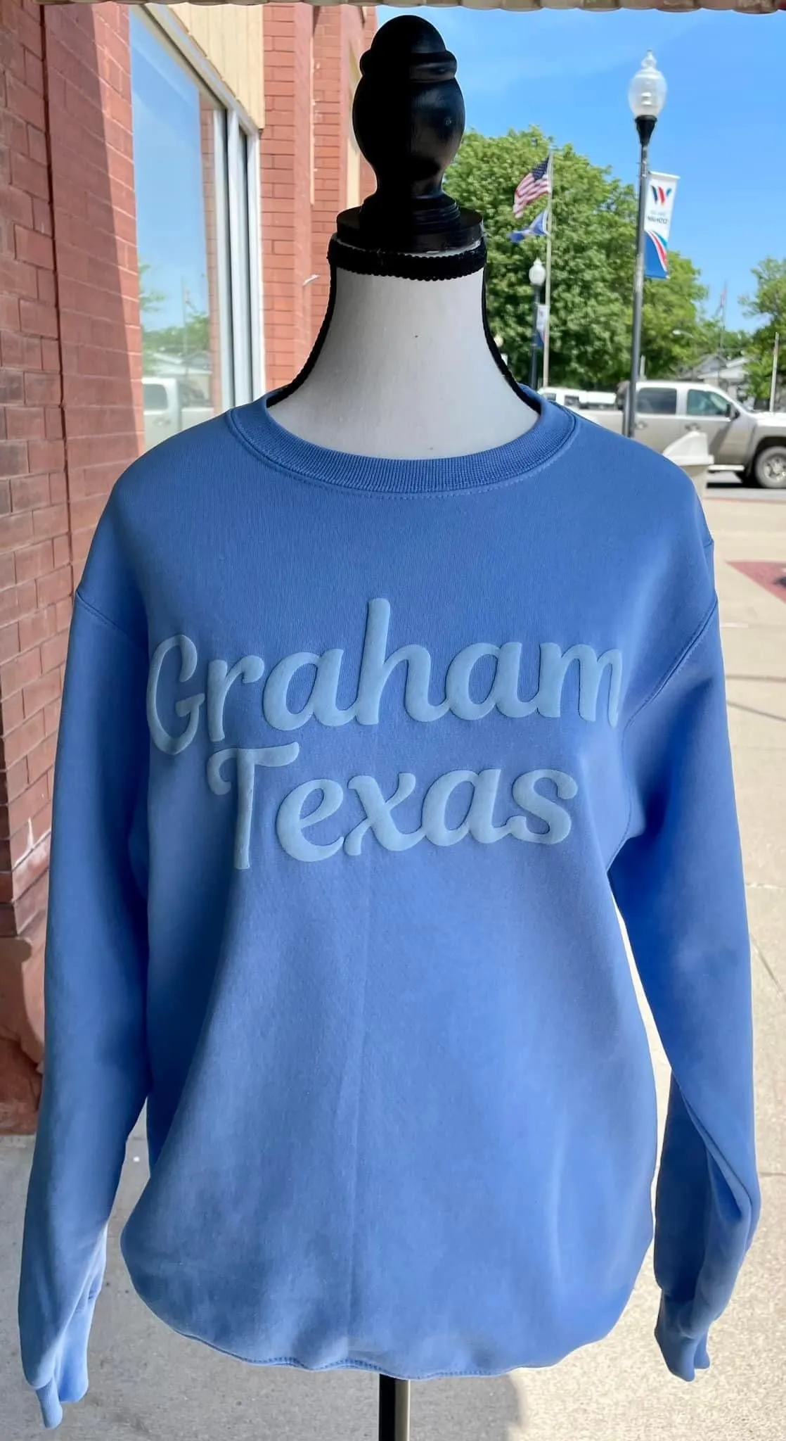 Graham Texas Puff Print Sweatshirt - Blue