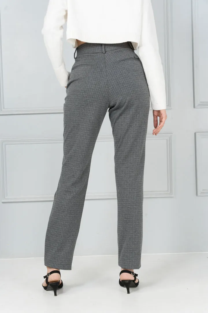 Grey Checks Power-Stretch Pants - Women