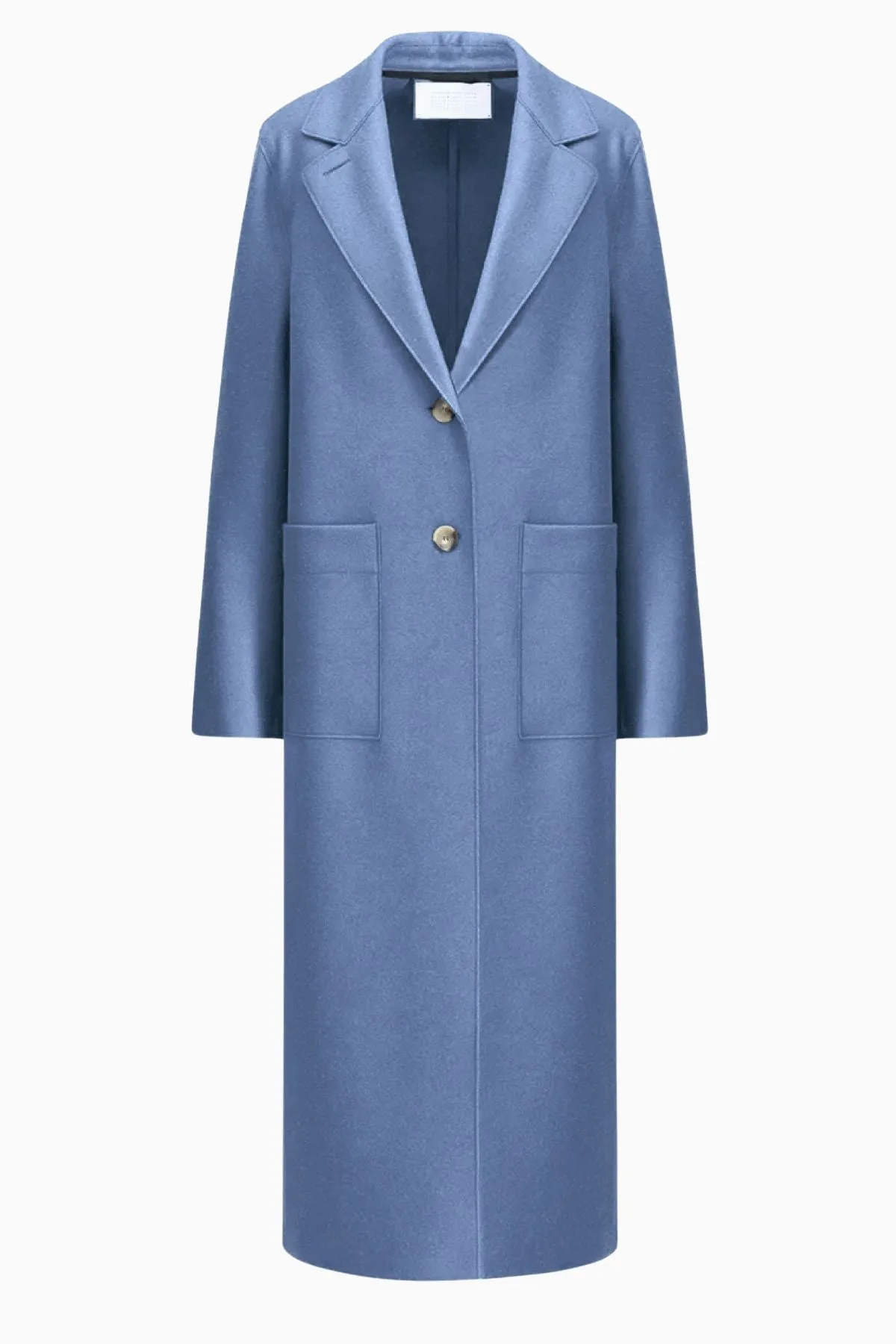 Harris Wharf Long Boxy Pressed Wool Coat - Denim Blue