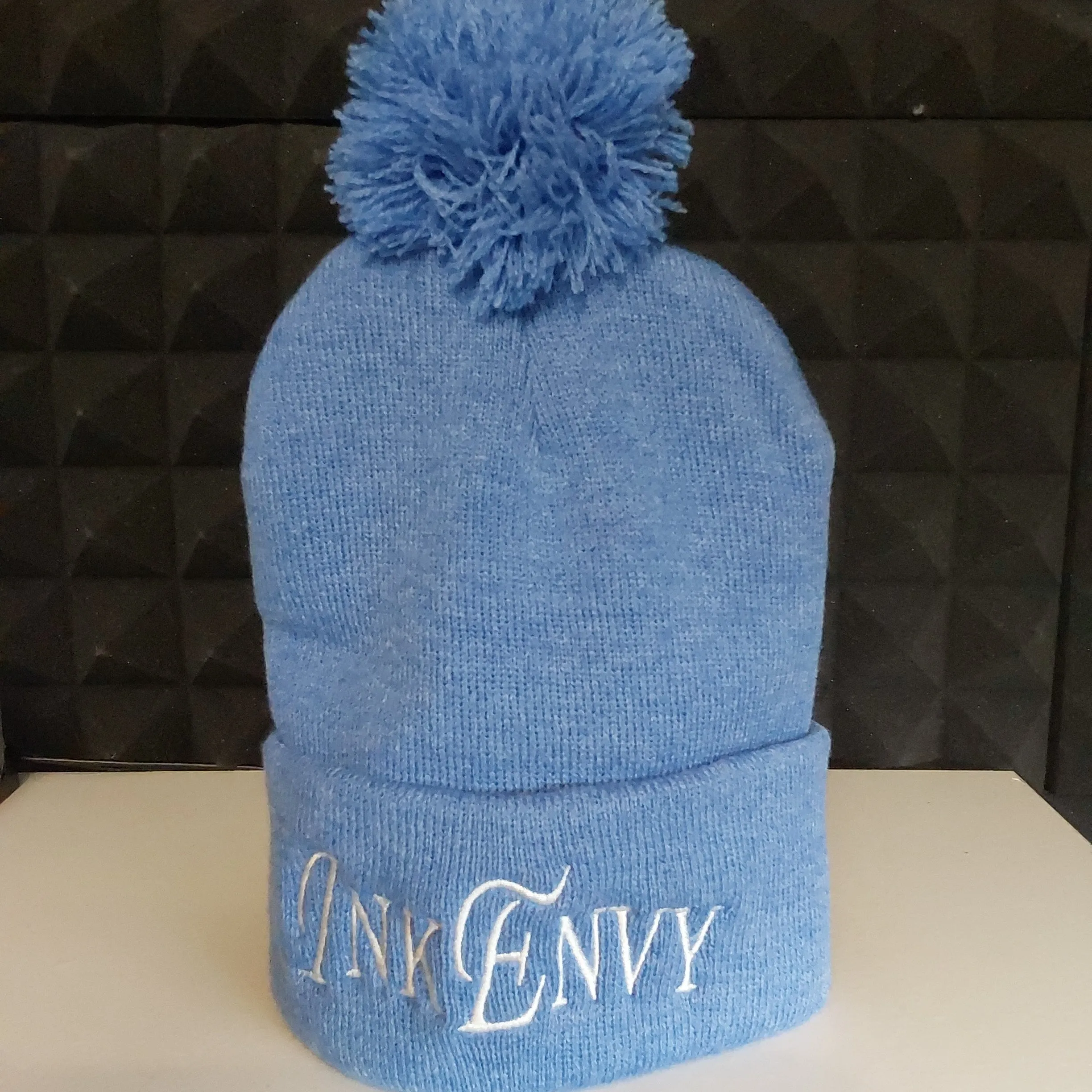 Heather Blue InkEnvy Beanie with Pompom