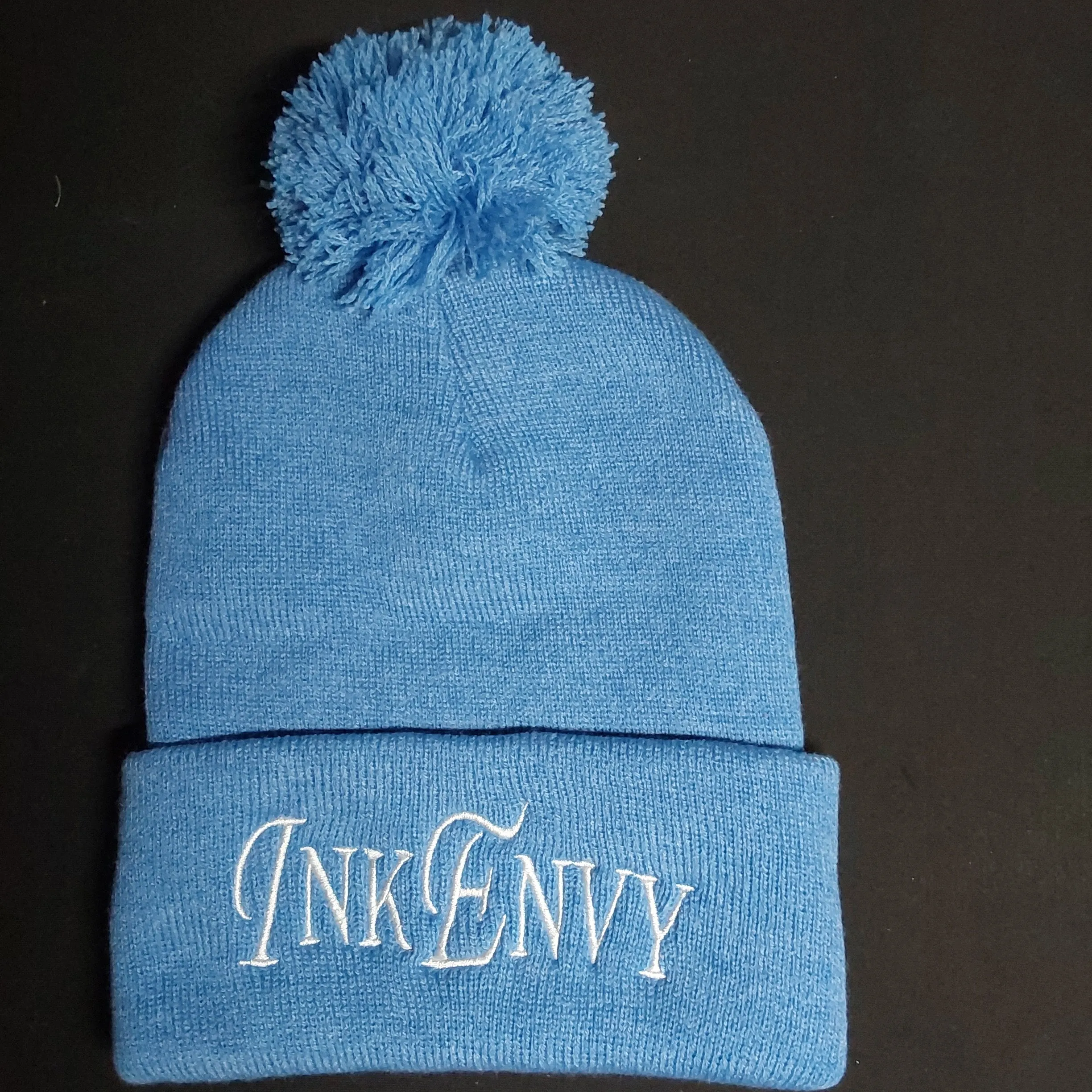 Heather Blue InkEnvy Beanie with Pompom