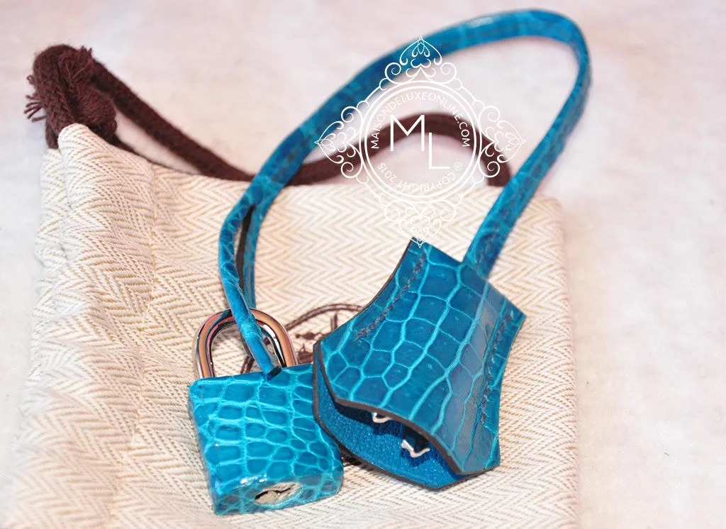 Hermes Blue Izmir Turquoise Porosus Crocodile Birkin 30 Bag