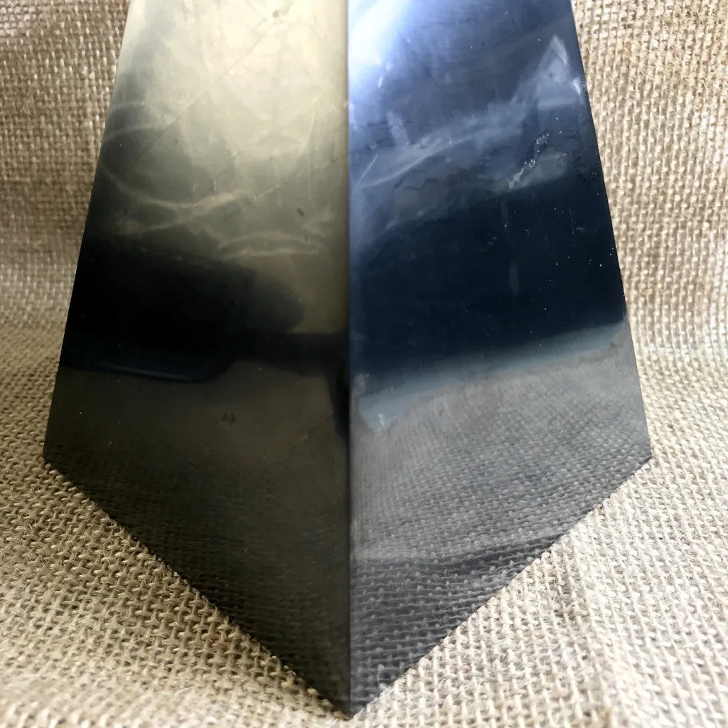 High Shungite Pyramid, 100mm Base (4 Inches Square) - A Real Stunner