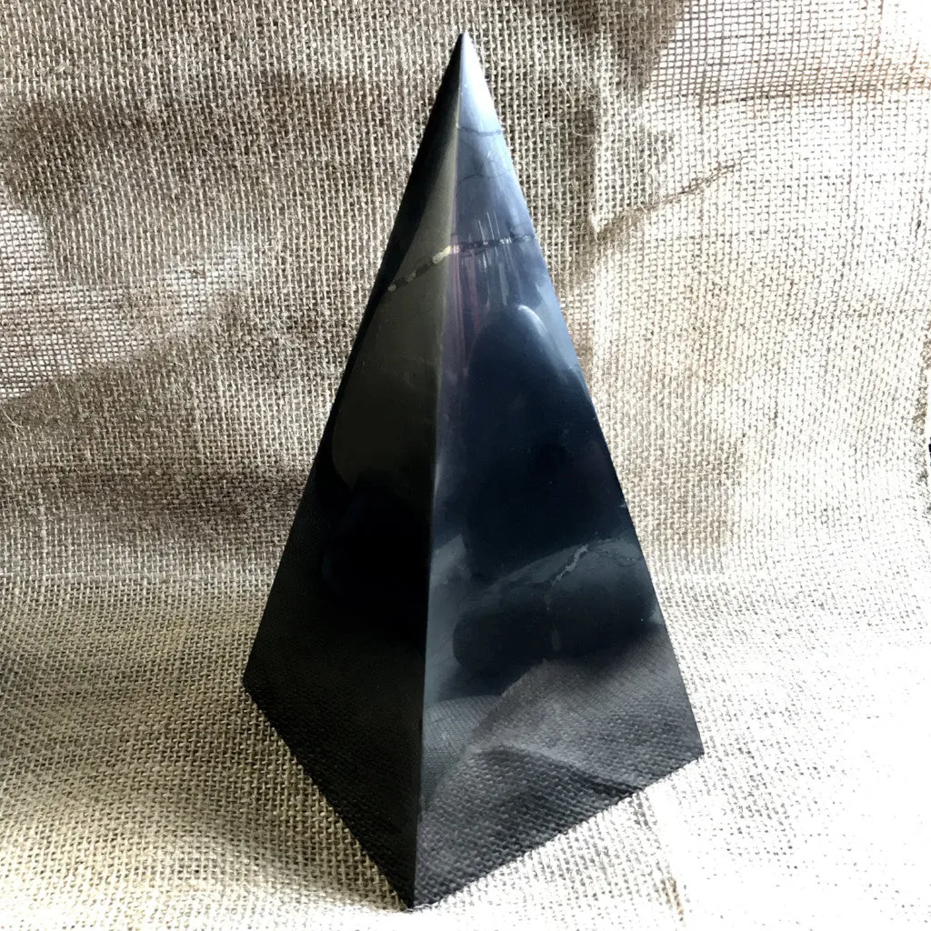 High Shungite Pyramid, 100mm Base (4 Inches Square) - A Real Stunner