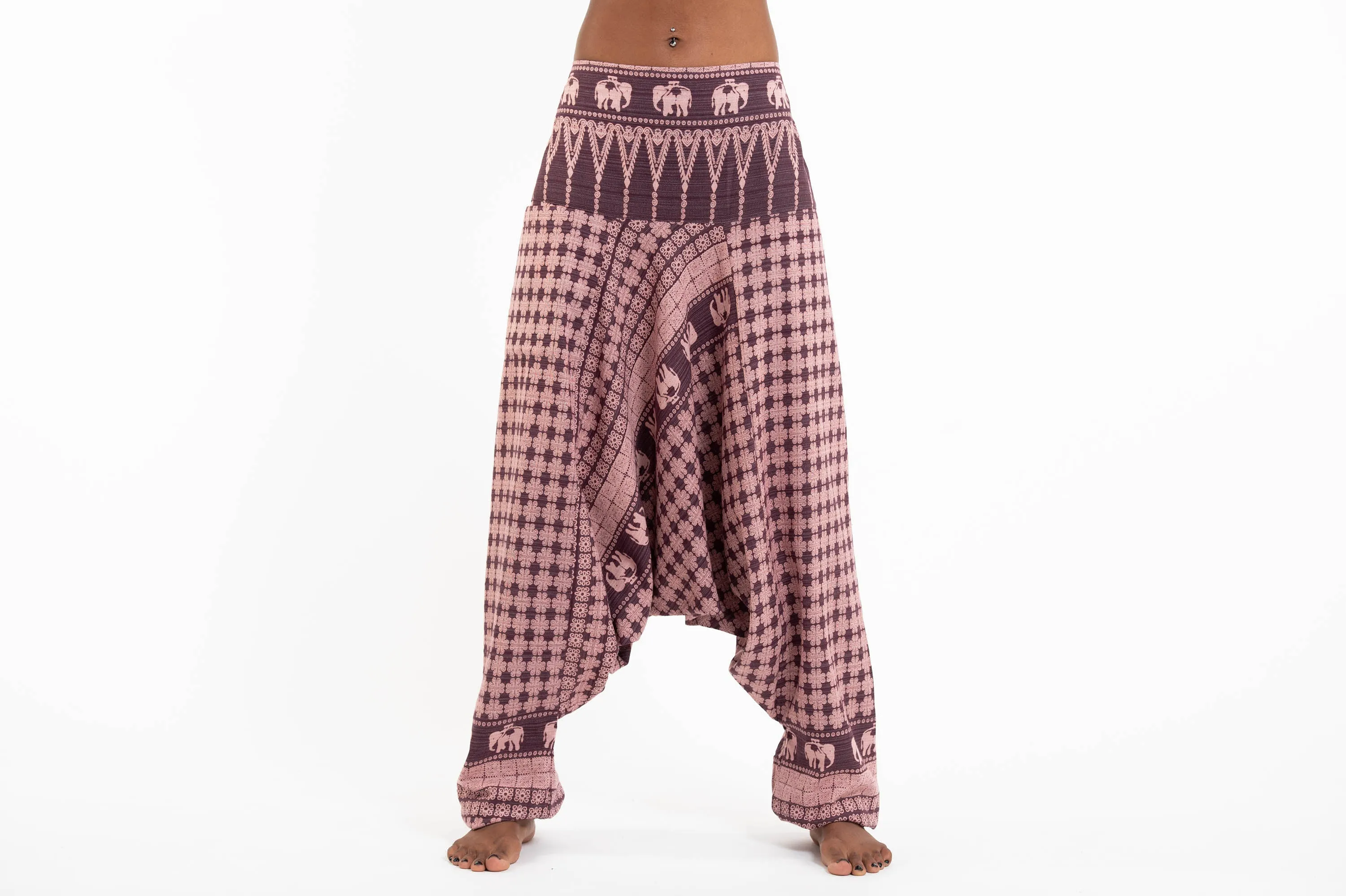 Hill Tribe Elephant Women's Elephant Pants in Mauve