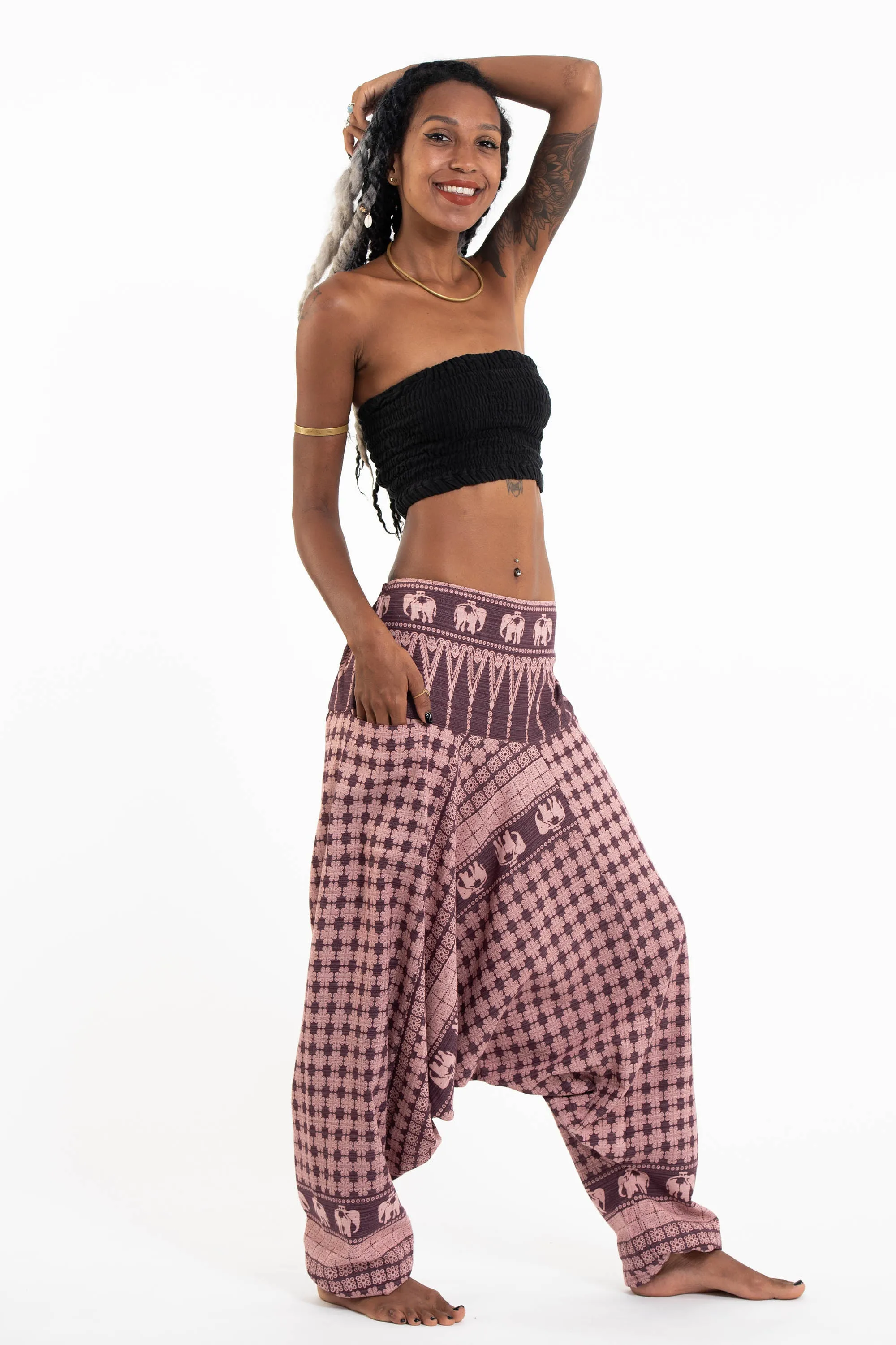 Hill Tribe Elephant Women's Elephant Pants in Mauve