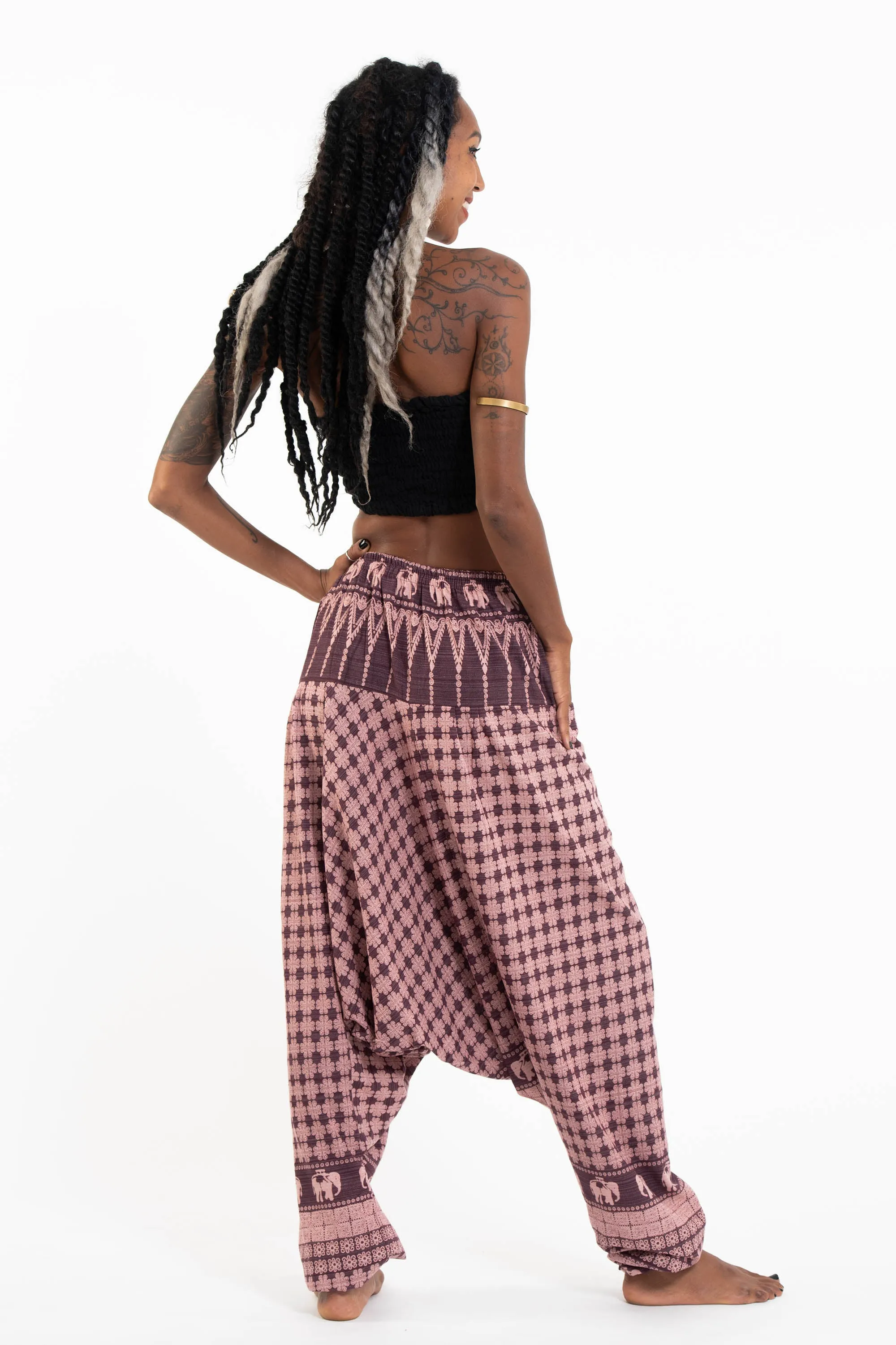 Hill Tribe Elephant Women's Elephant Pants in Mauve