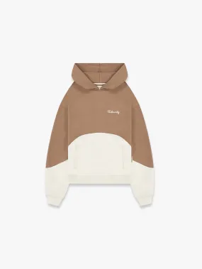 HOODIE BICOLOR SPLIT - BROWN/CREAM