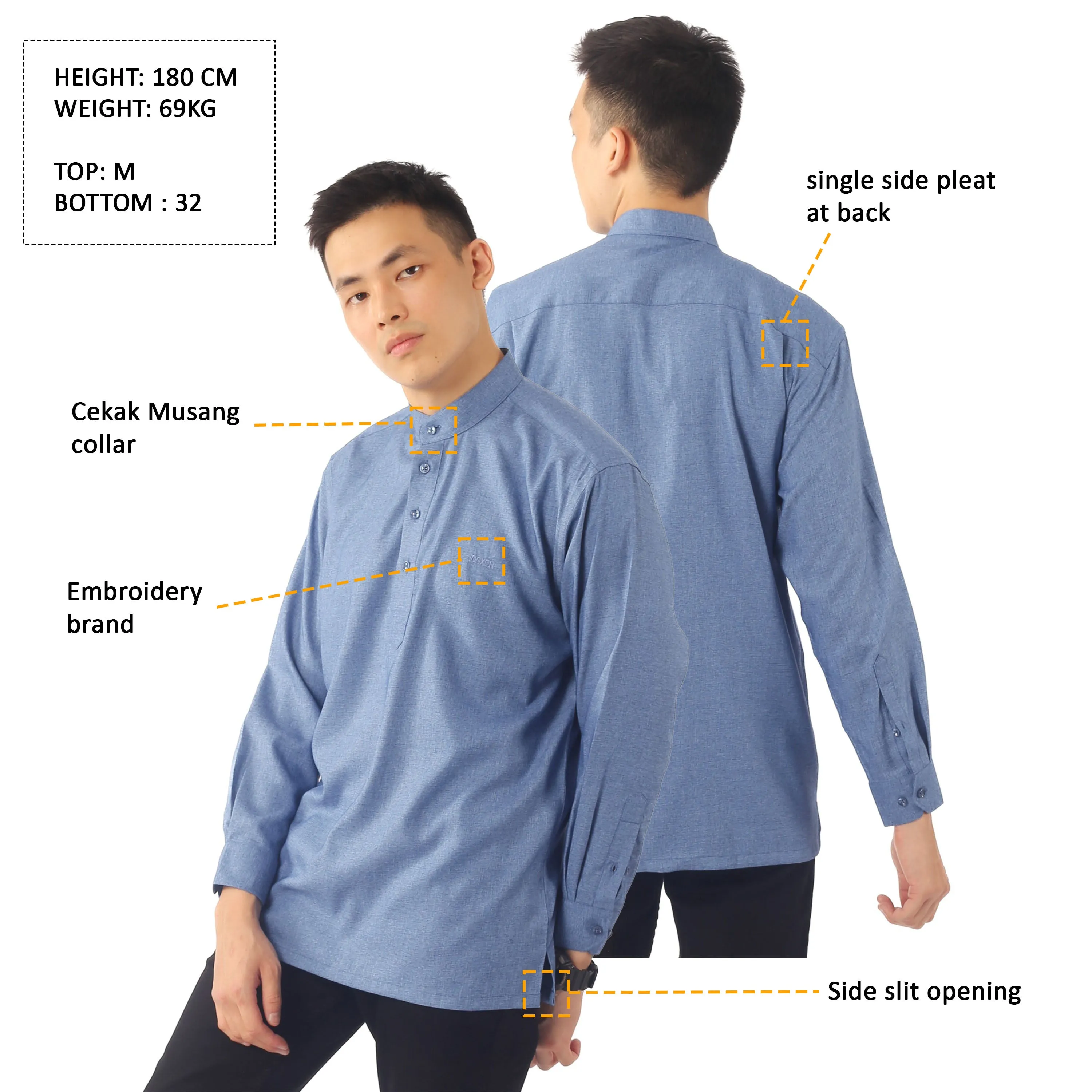 IDEXER MANDARIN LONG SLEEVE SHIRT [REGULAR FIT] ID0262