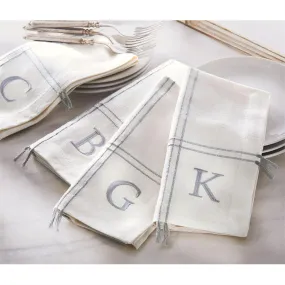 Initial Tassel Dinner Napkins - Set of 4