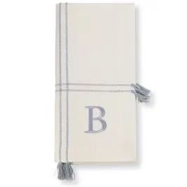 Initial Tassel Dinner Napkins - Set of 4