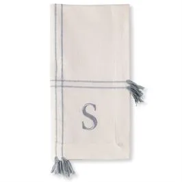 Initial Tassel Dinner Napkins - Set of 4