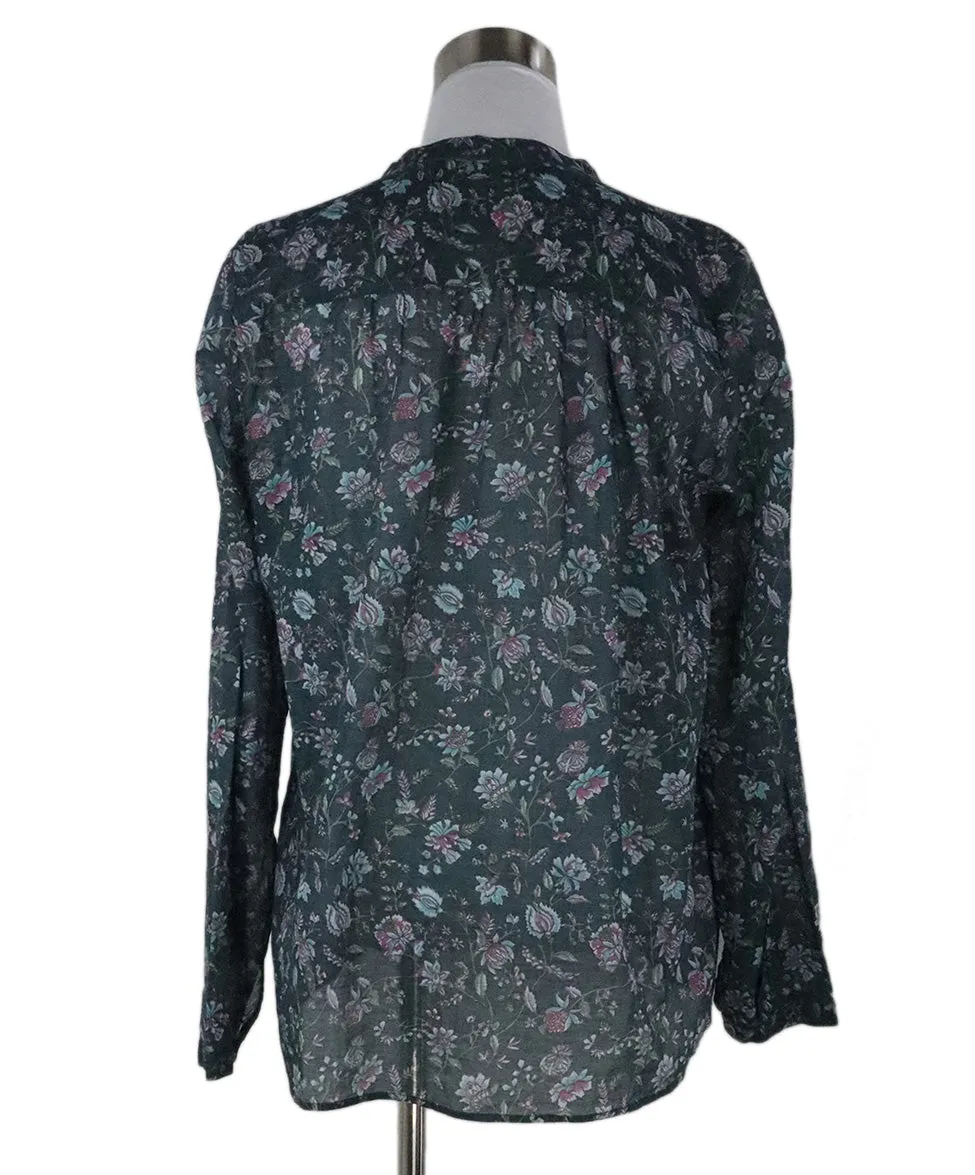 Isabel Marant Teal & Lilac Floral Print Top sz 4