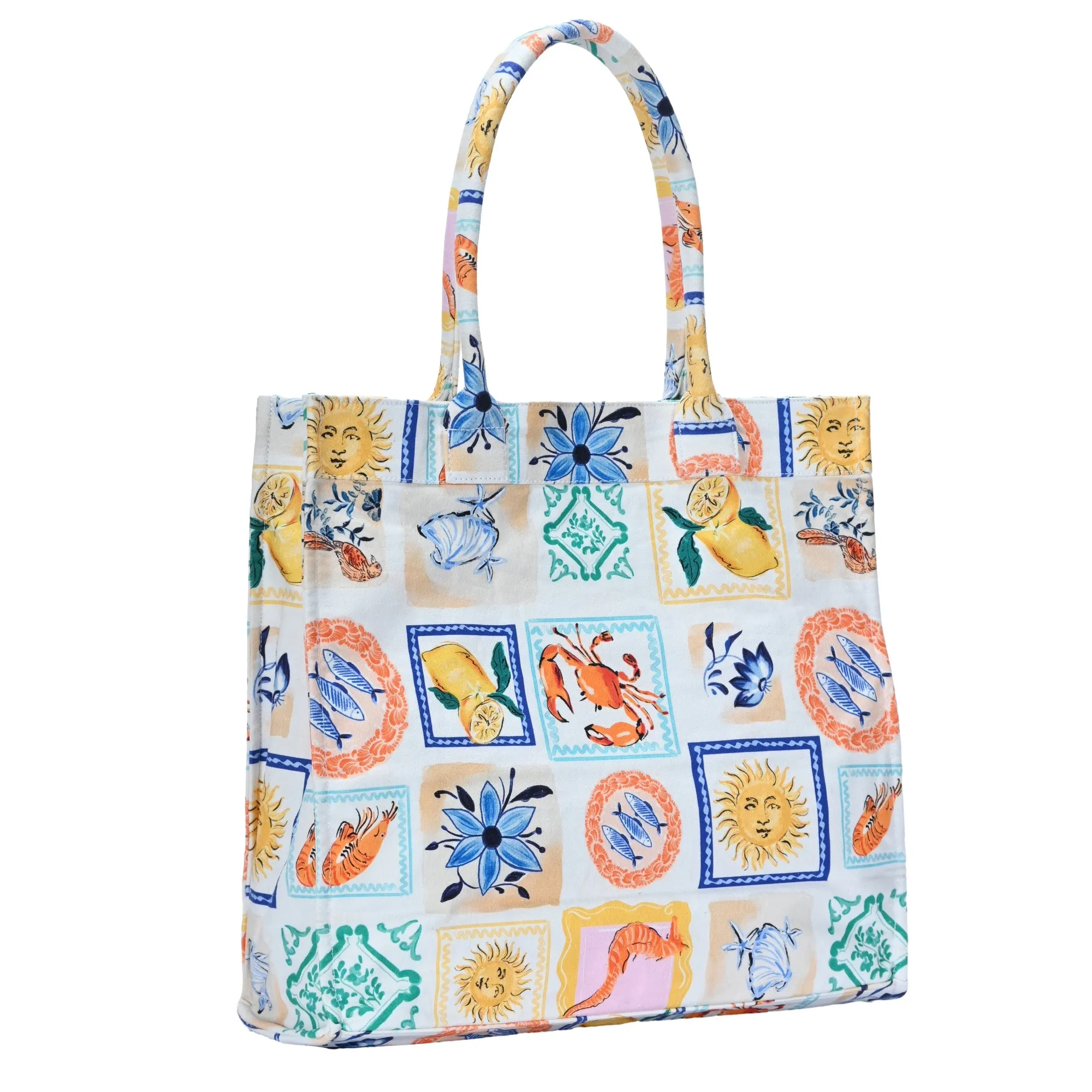 Isla's Mediterranean Mosaic Canvas Tote