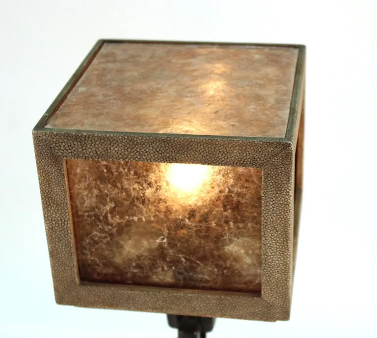 Italian Modernist Shagreen Table Lamp with Chain Link Leg