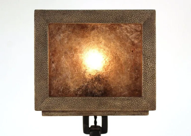 Italian Modernist Shagreen Table Lamp with Chain Link Leg