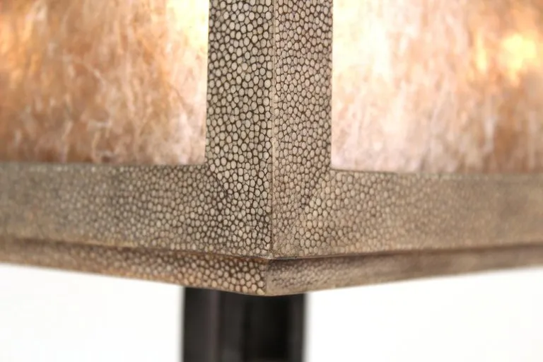 Italian Modernist Shagreen Table Lamp with Chain Link Leg