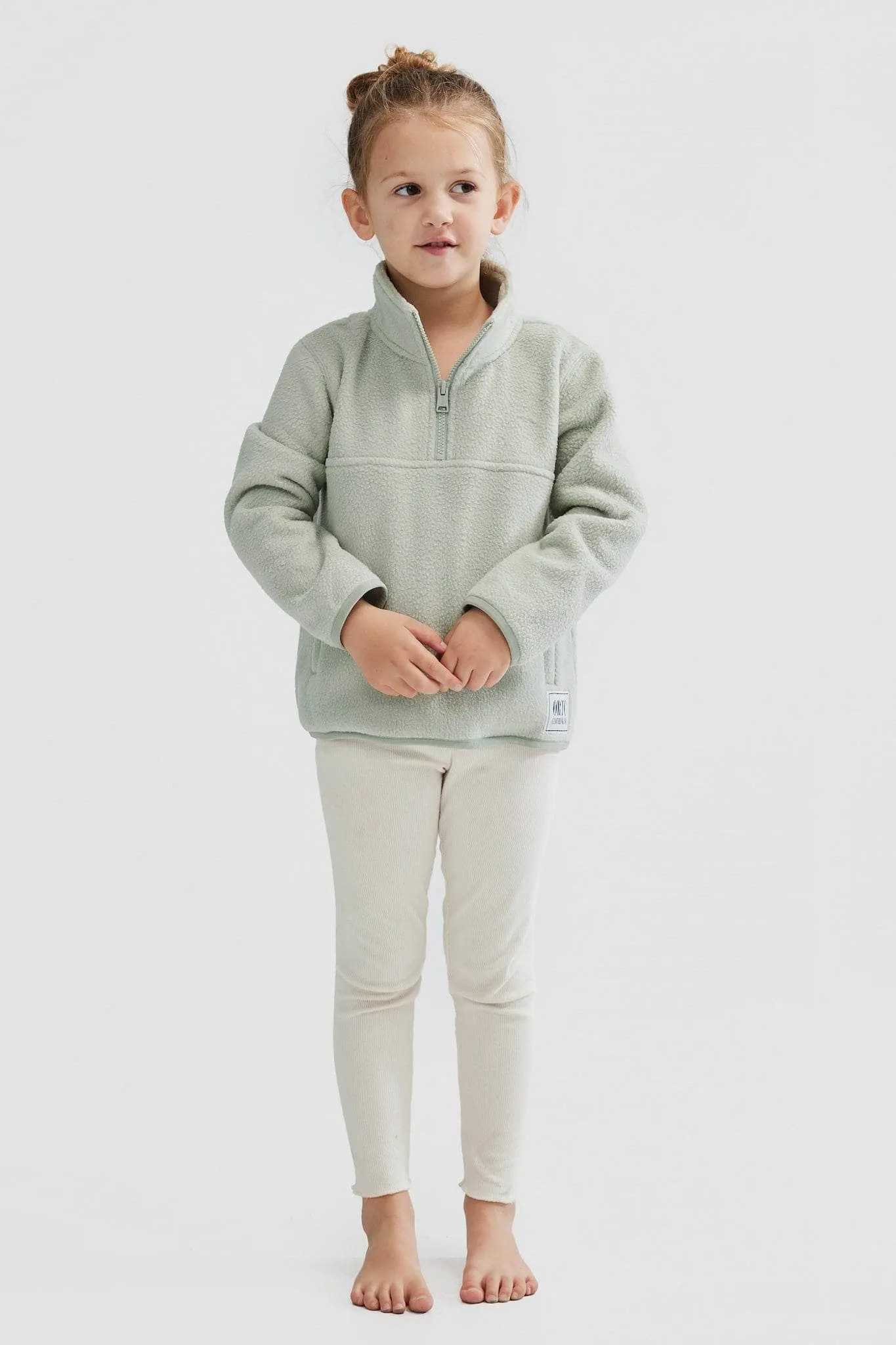 Jnr Sherpa Fleece Quarter Zip Sage