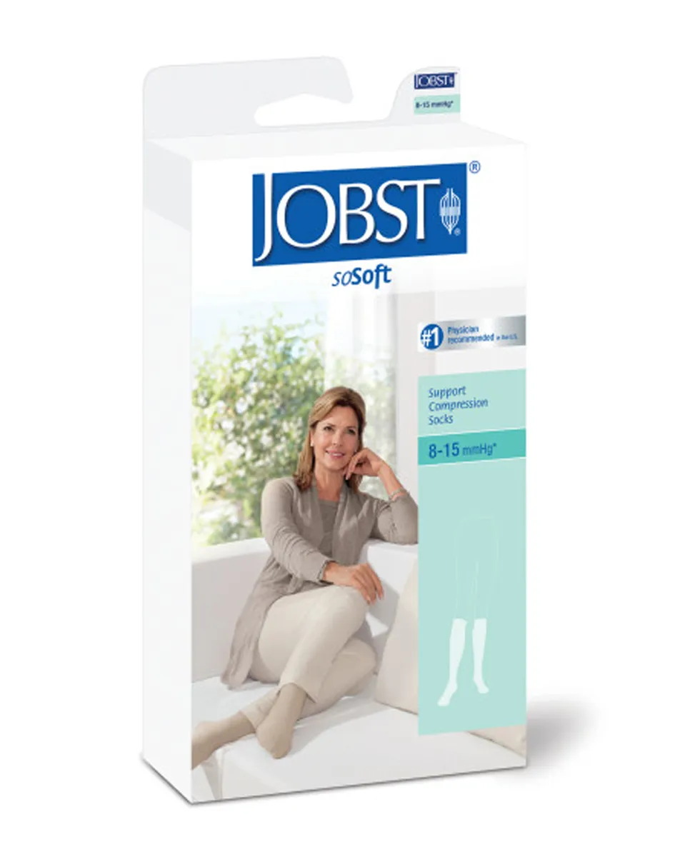 Jobst soSoft Women's Knee High Closed Toe Ribbed Pattern Support Socks 8-15 mmHg