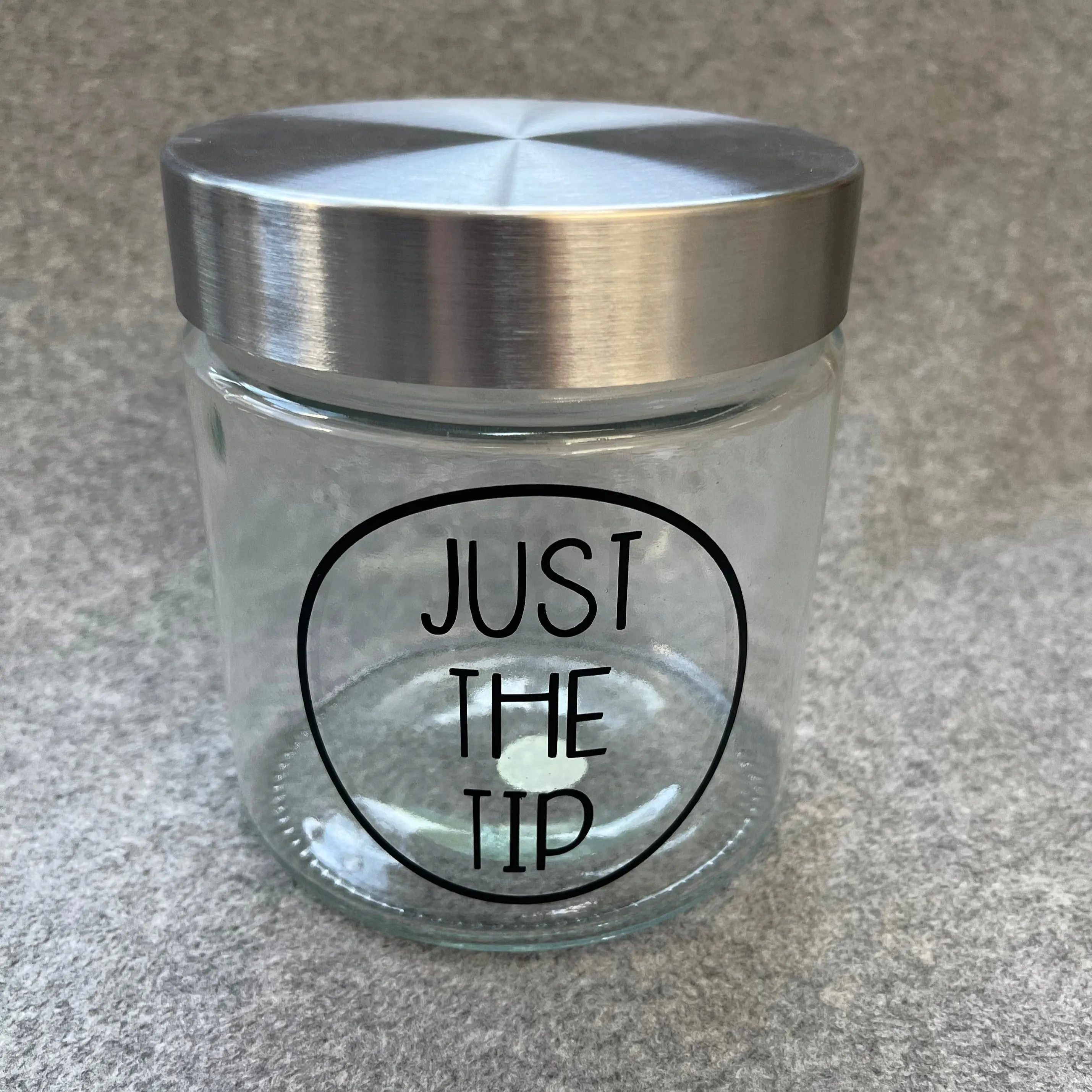 just the tip glass Q-Tip jar