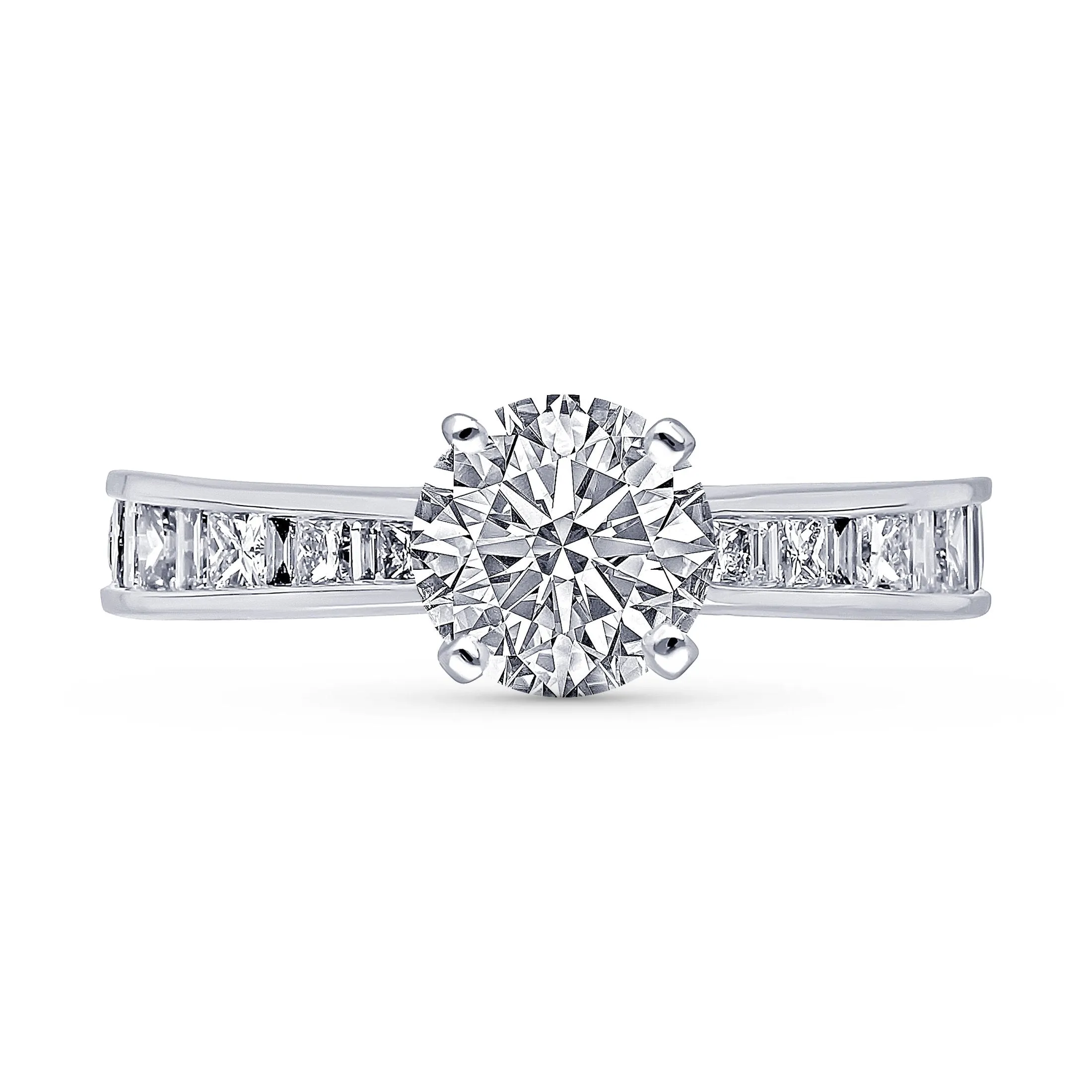 Kallati Legendary Round  Solitaire Channel Set Diamond Engagement Ring  in 14K White Gold