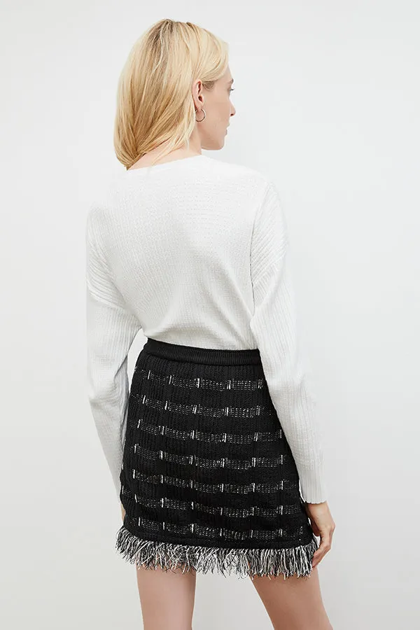 Krista Skirt - Linear Interweave :: Black / White