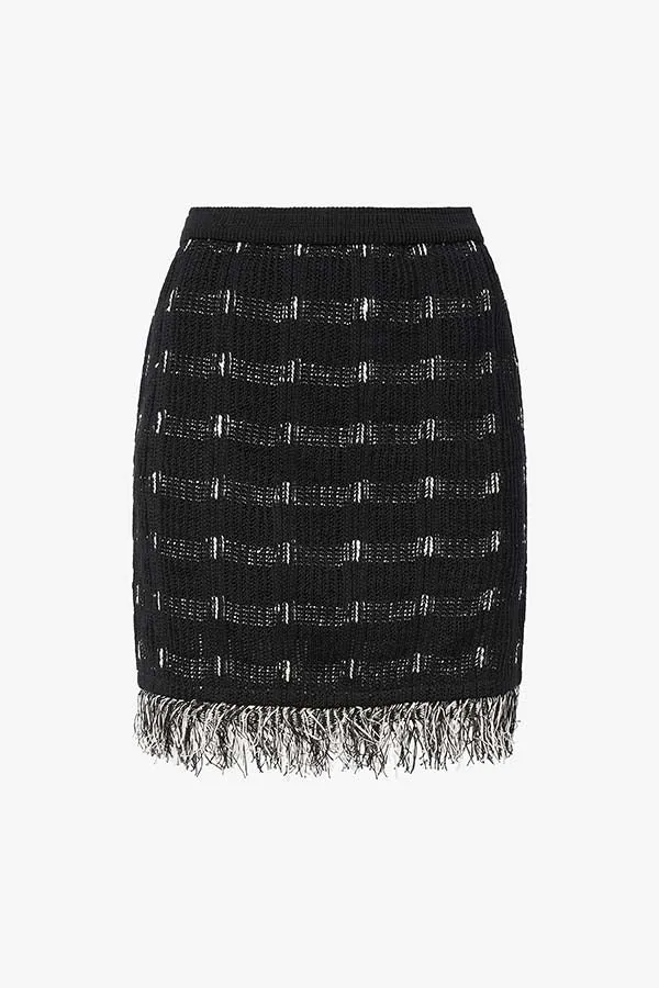 Krista Skirt - Linear Interweave :: Black / White