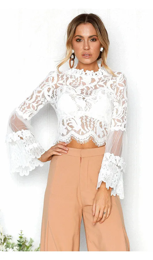 Lace Pagoda Sleeve Top