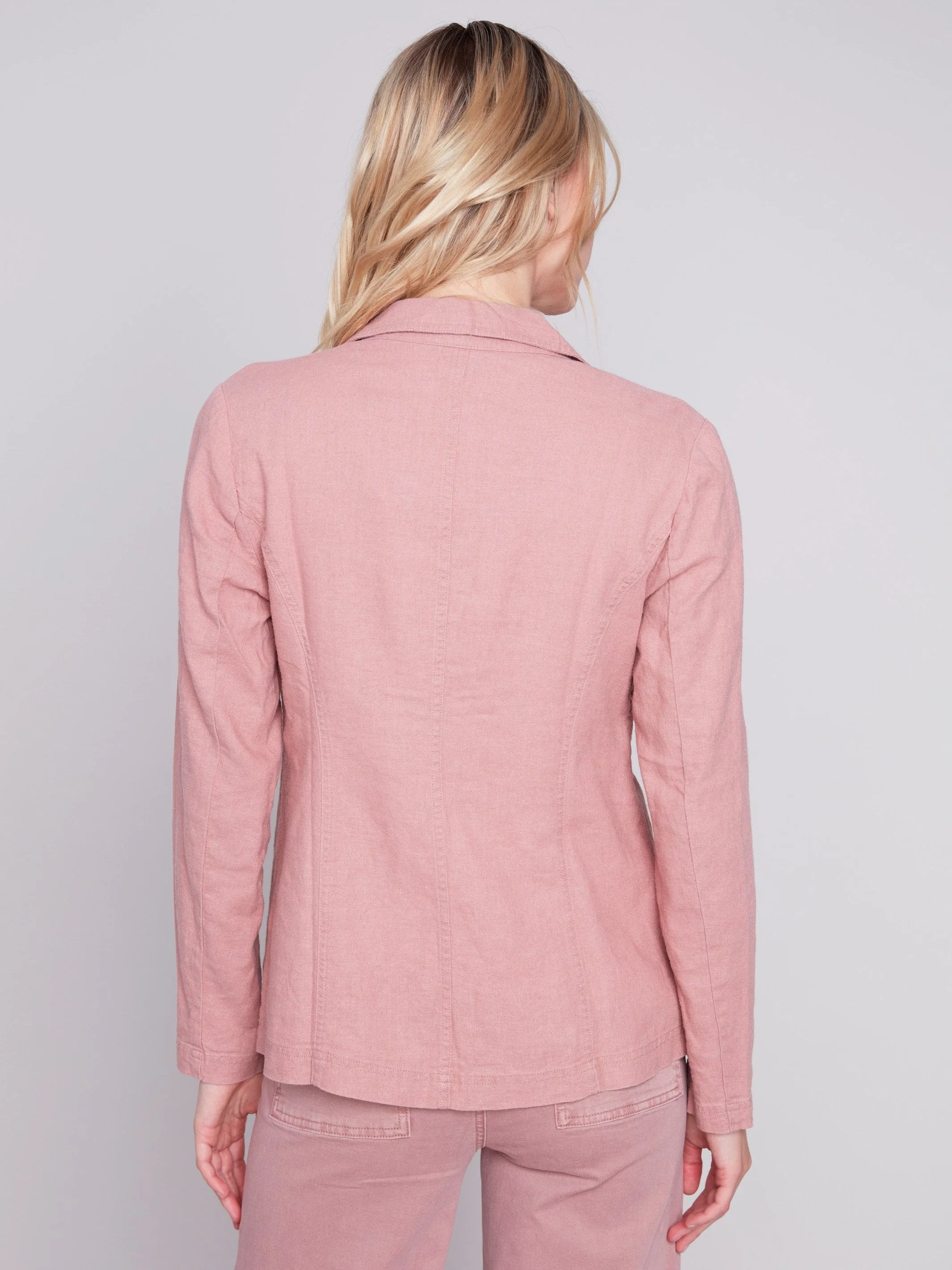 Light Linen Blend Blazer - Woodrose