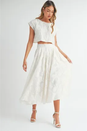 Lola Midi Skirt and Crop Top Set - Ivory Florals