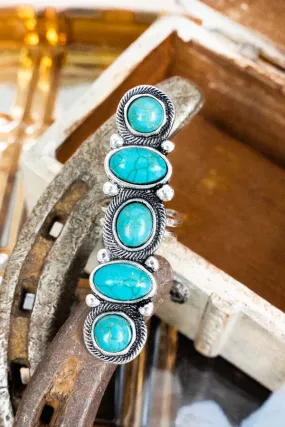 Long blue turquoise ring  one size