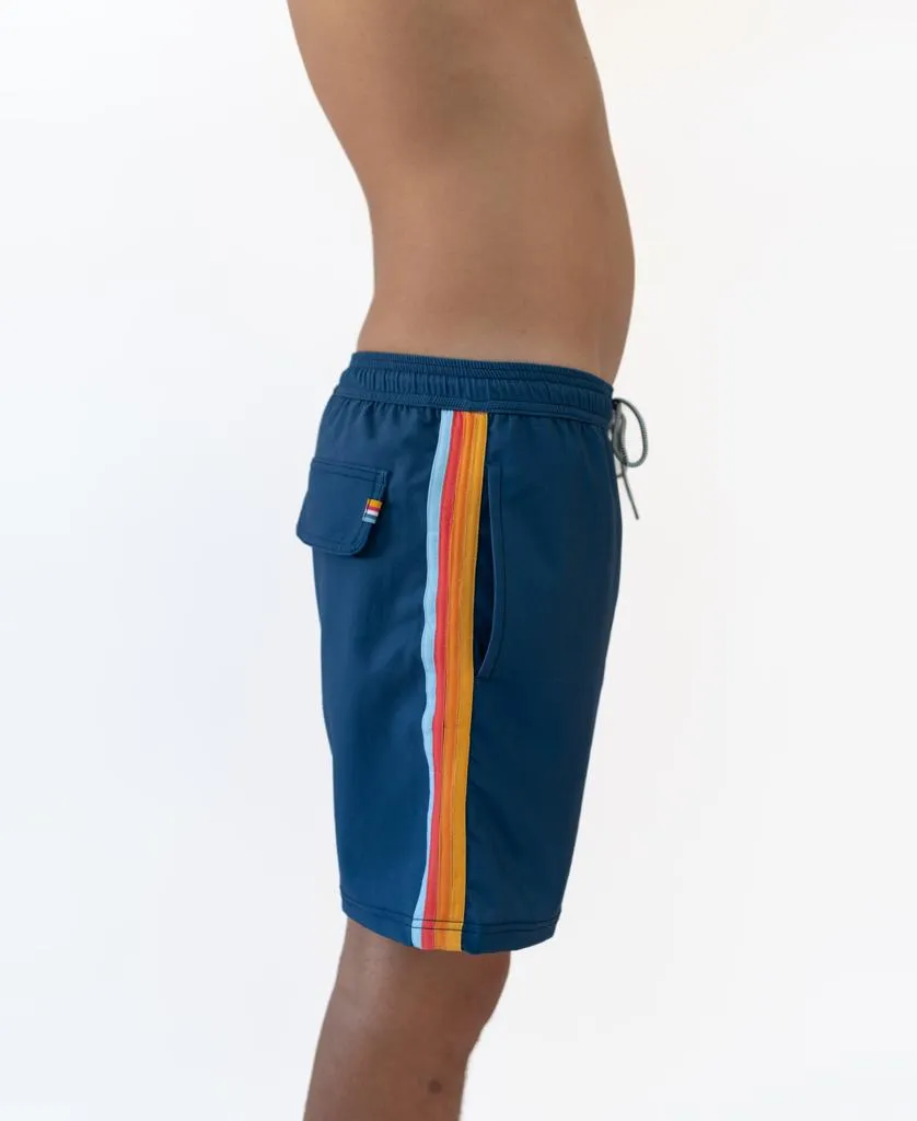 Long Island Elastic Waist Boardie | Blue