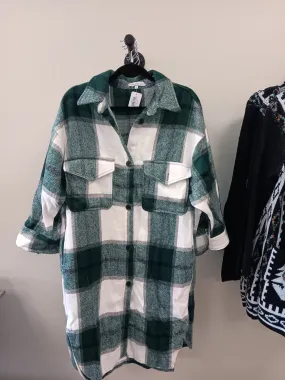 Long Plaid Flannel Jacket